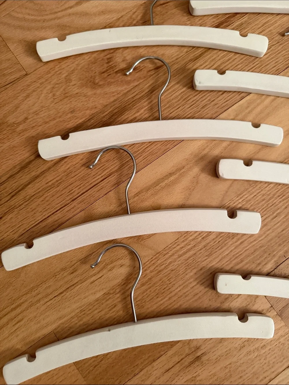10 White Wood Kids Closet Hangers- set of 10 hangers!